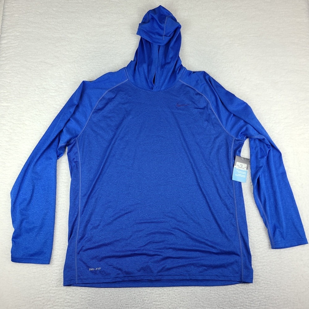 Nike Hoodie Mens 2XL XXL Blue Dri Fit Lightweight Training Activewear 620636-460